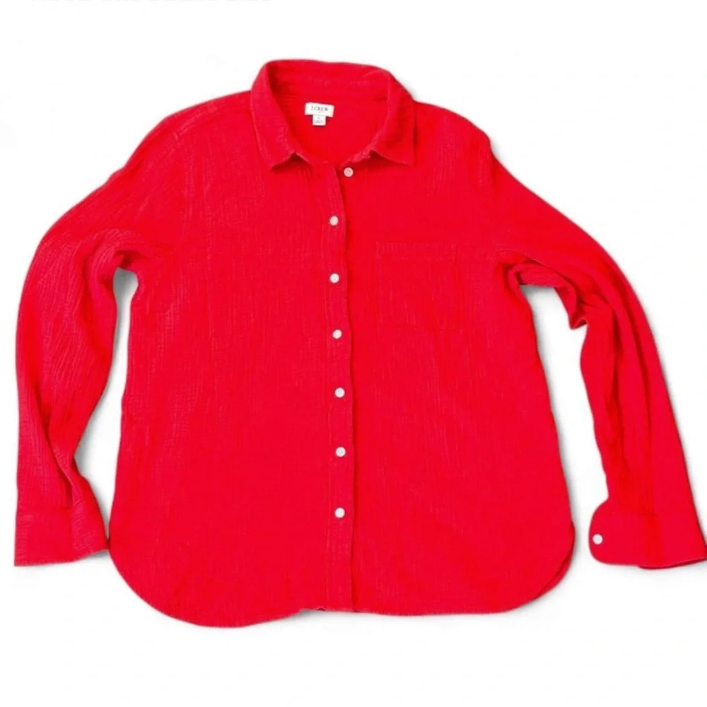 J. Crew Red Button-Up Shirt - Picture 2 of 7